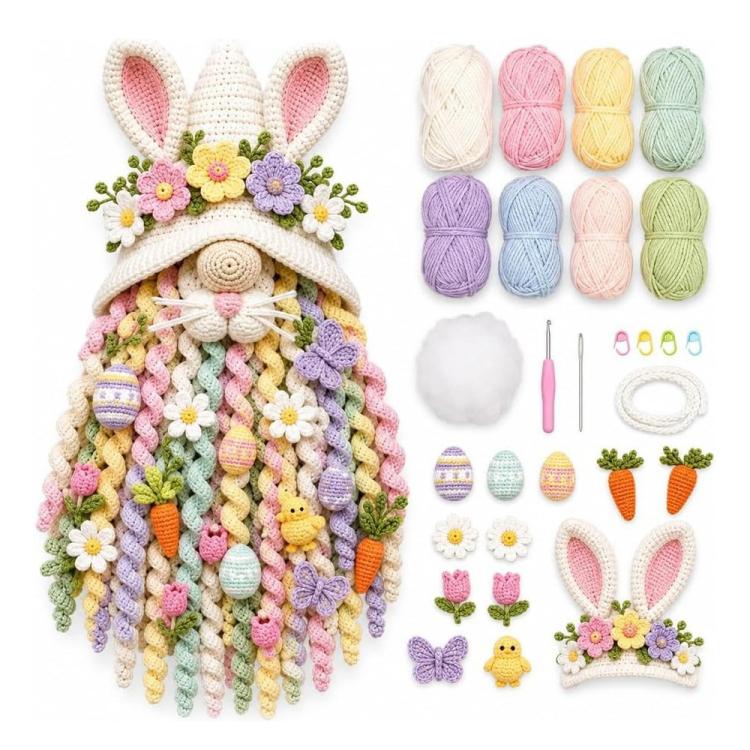 Handmade Ornament DIY Seasonal 3D Crochet Door Hanger Kit Collection, Christmas, Easter, Heart, Pumpkin, Witch, Winter Snow, Springtime-Ladybug, Springtime-Honeybee, Ocean
