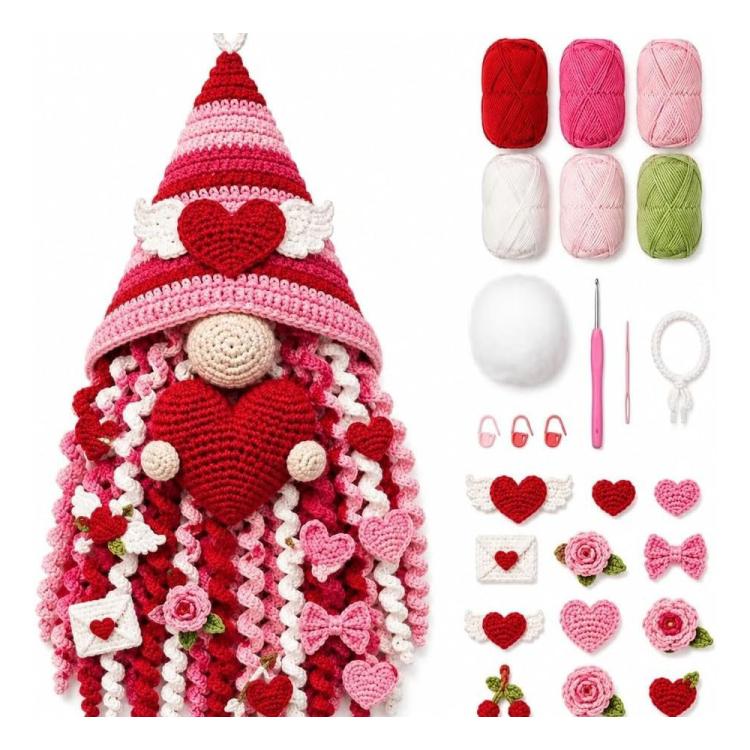 Handmade Ornament DIY Seasonal 3D Crochet Door Hanger Kit Collection, Christmas, Easter, Heart, Pumpkin, Witch, Winter Snow, Springtime-Ladybug, Springtime-Honeybee, Ocean