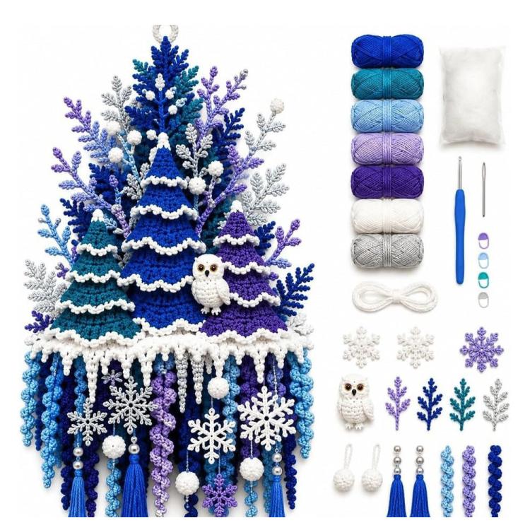 Handmade Ornament DIY Seasonal 3D Crochet Door Hanger Kit Collection, Christmas, Easter, Heart, Pumpkin, Witch, Winter Snow, Springtime-Ladybug, Springtime-Honeybee, Ocean