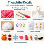 Handmade Ornament DIY Seasonal 3D Crochet Door Hanger Kit Collection, Christmas, Easter, Heart, Pumpkin, Witch, Winter Snow, Springtime-Ladybug, Springtime-Honeybee, Ocean
