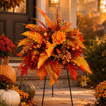 Autumn Harvest Floral Garden Stake Arrangement Fall Flowers, without Floor Stake, with Floor Stake