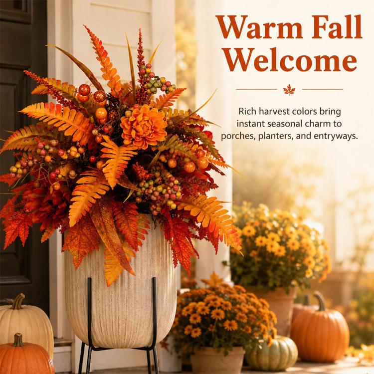Autumn Harvest Floral Garden Stake Arrangement Fall Flowers, without Floor Stake, with Floor Stake