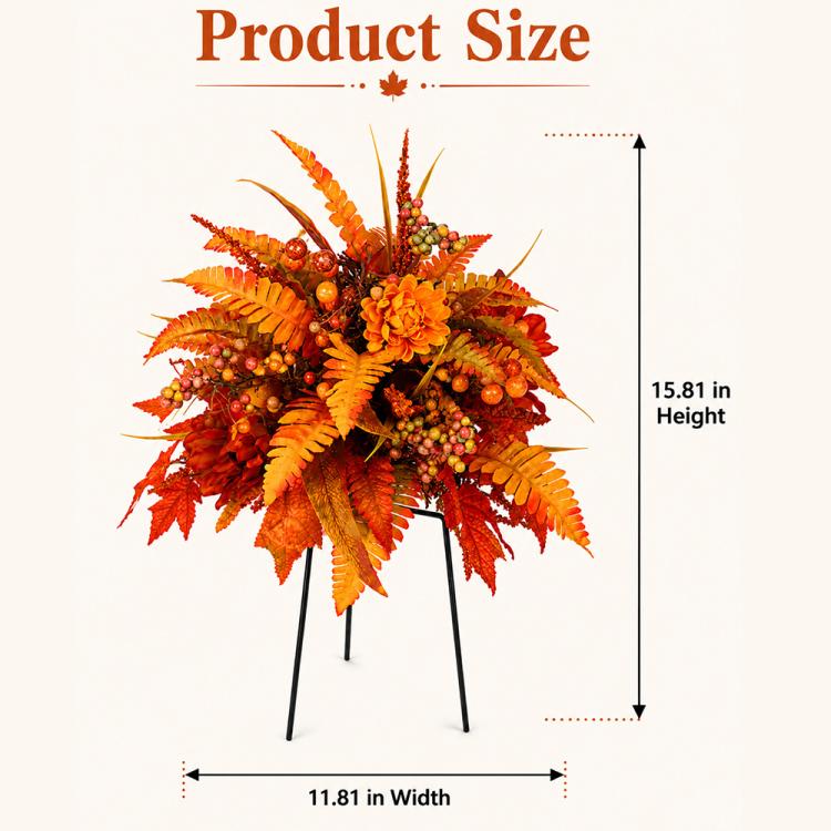 Autumn Harvest Floral Garden Stake Arrangement Fall Flowers, without Floor Stake, with Floor Stake