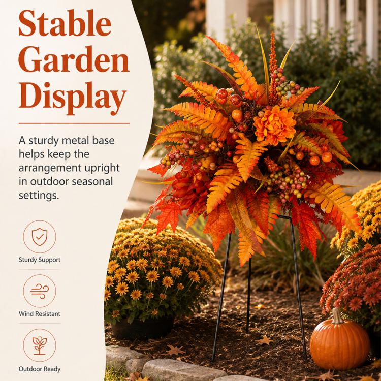 Autumn Harvest Floral Garden Stake Arrangement Fall Flowers, without Floor Stake, with Floor Stake