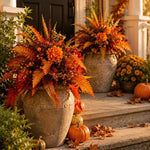 Autumn Harvest Floral Garden Stake Arrangement Fall Flowers, without Floor Stake, with Floor Stake
