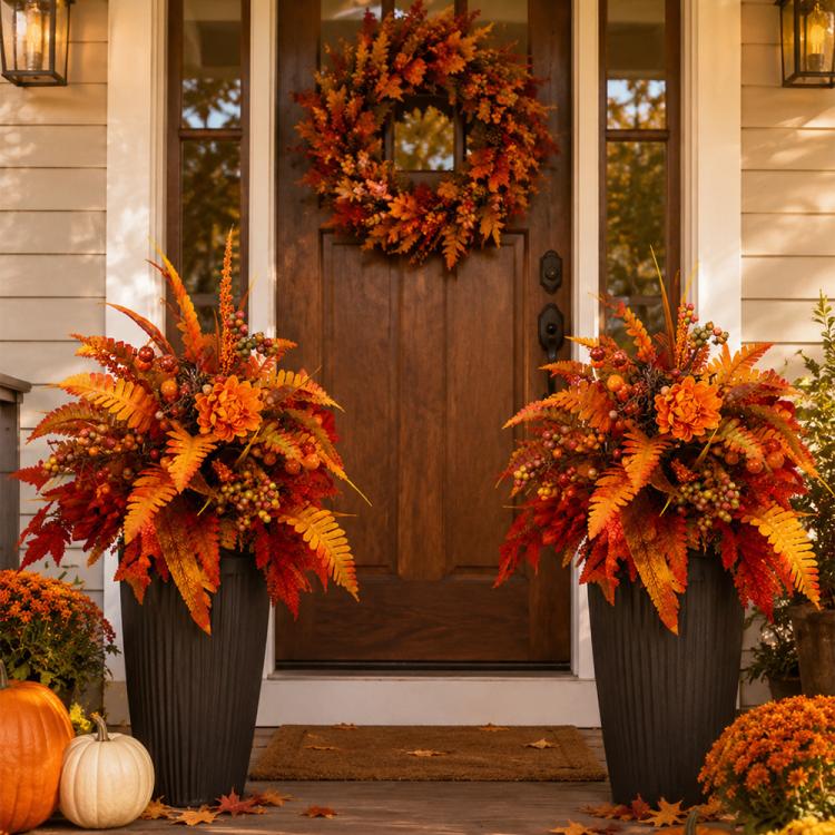 Autumn Harvest Floral Garden Stake Arrangement Fall Flowers, without Floor Stake, with Floor Stake