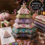Layered Fabric Tree Ornament DIY Sewing Kit with Button, Christmas, Halloween, Flowers, Ocean, Music Note, Farm
