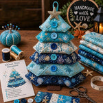 Layered Fabric Tree Ornament DIY Sewing Kit with Button, Christmas, Halloween, Flowers, Ocean, Music Note, Farm