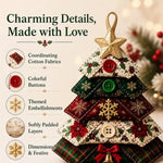 Layered Fabric Tree Ornament DIY Sewing Kit with Button, Christmas, Halloween, Flowers, Ocean, Music Note, Farm