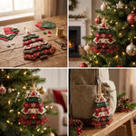 Layered Fabric Tree Ornament DIY Sewing Kit with Button, Christmas, Halloween, Flowers, Ocean, Music Note, Farm