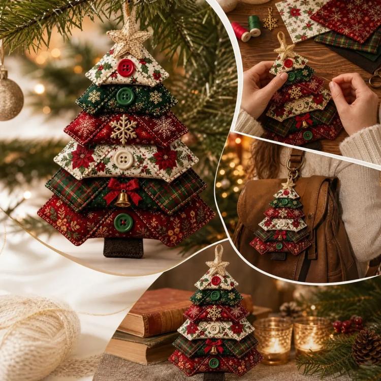 Layered Fabric Tree Ornament DIY Sewing Kit with Button, Christmas, Halloween, Flowers, Ocean, Music Note, Farm