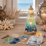 DIY Lighted Sea Glass Lighthouse Kit, Sea Glass, Coral Reefs, Rose Latte, Sunflower, Moonstone, Hummingbird, Sunset Beach, Coastal Christmas, Mermaid Lagoon, Halloween Coast, Treasure Cove