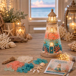 DIY Lighted Sea Glass Lighthouse Kit, Sea Glass, Coral Reefs, Rose Latte, Sunflower, Moonstone, Hummingbird, Sunset Beach, Coastal Christmas, Mermaid Lagoon, Halloween Coast, Treasure Cove