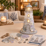 DIY Lighted Sea Glass Lighthouse Kit, Sea Glass, Coral Reefs, Rose Latte, Sunflower, Moonstone, Hummingbird, Sunset Beach, Coastal Christmas, Mermaid Lagoon, Halloween Coast, Treasure Cove