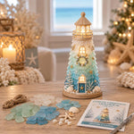DIY Lighted Sea Glass Lighthouse Kit, Sea Glass, Coral Reefs, Rose Latte, Sunflower, Moonstone, Hummingbird, Sunset Beach, Coastal Christmas, Mermaid Lagoon, Halloween Coast, Treasure Cove