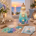 DIY Lighted Sea Glass Lighthouse Kit, Sea Glass, Coral Reefs, Rose Latte, Sunflower, Moonstone, Hummingbird, Sunset Beach, Coastal Christmas, Mermaid Lagoon, Halloween Coast, Treasure Cove