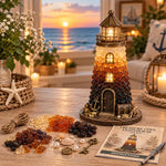 DIY Lighted Sea Glass Lighthouse Kit, Sea Glass, Coral Reefs, Rose Latte, Sunflower, Moonstone, Hummingbird, Sunset Beach, Coastal Christmas, Mermaid Lagoon, Halloween Coast, Treasure Cove
