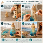 DIY Lighted Sea Glass Lighthouse Kit, Sea Glass, Coral Reefs, Rose Latte, Sunflower, Moonstone, Hummingbird, Sunset Beach, Coastal Christmas, Mermaid Lagoon, Halloween Coast, Treasure Cove