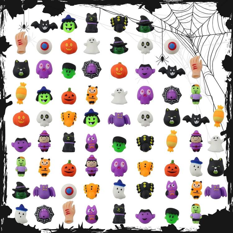 Halloween Mochi Squishy Toys, Random Style Delivery, 30 PCS/Pack with Pumpkin Bucket, 30 PCS/Pack without Pumpkin Bucket, 50 PCS/Pack with Pumpkin Bucket, 60 PCS/Pack with Pumpkin Bucket, 90 PCS/Pack with Pumpkin Bucket, 120 PCS/Pack with Pumpkin Bucket