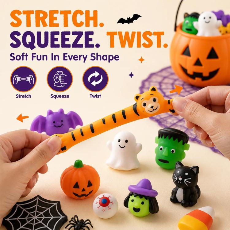 Halloween Mochi Squishy Toys, Random Style Delivery, 30 PCS/Pack with Pumpkin Bucket, 30 PCS/Pack without Pumpkin Bucket, 50 PCS/Pack with Pumpkin Bucket, 60 PCS/Pack with Pumpkin Bucket, 90 PCS/Pack with Pumpkin Bucket, 120 PCS/Pack with Pumpkin Bucket