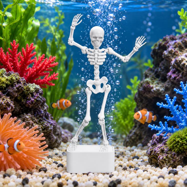Skull Shape Aquarium Ornament Air Bubble Fish Tank Decoration, Sliding Waterwheel Skull, Dancing Skull+2 Suction Cups, Dancing Skull, Sliding Waterwheel Skull+1m Tube, Dancing Skull+2 Suction Cups+1m Tube, Dancing Skull+1m Tube