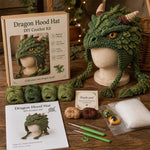 Hood Hat DIY Crochet Kit, Demon Dragon, Grey Wolf, Fox, Frog, Demonic Skull, Pumpkin Monster, Highland Cattle