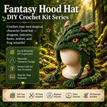 Hood Hat DIY Crochet Kit, Demon Dragon, Grey Wolf, Fox, Frog, Demonic Skull, Pumpkin Monster, Highland Cattle