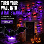 Halloween LED Glowing Bat Wall Decorations Kit, 12 PCS/Pack, 24 PCS/Pack, 36 PCS/Pack, 48 PCS/Pack, 60 PCS/Pack, 1 PC 3D