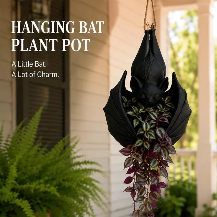 Hanging Bat Plant Pot Halloween Decoration, Small, Large