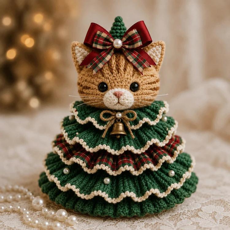 Crochet Animal Yarn Christmas Tree DIY Kit, Highland Cattle, Reindeer, Fox, Lamb, Owl, Kitten, Dachshund