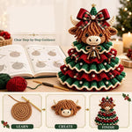 Crochet Animal Yarn Christmas Tree DIY Kit, Highland Cattle, Reindeer, Fox, Lamb, Owl, Kitten, Dachshund