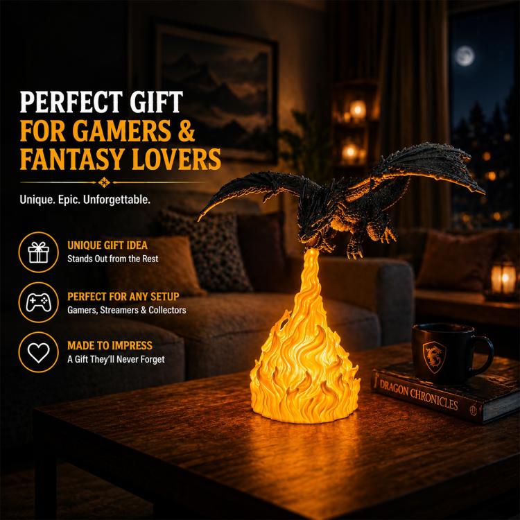 Flame Breath Dragon Night Light, Black Dragon + Yellow Flames Model A, Black Dragon + Yellow Flames Model B, Black Dragon + Orange Flames Model B