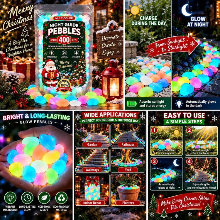 Colorful Glow in the Dark Garden Stones Christmas Luminous Stone, 200 PCS / Pack, 400 PCS / Pack, 600 PCS / Pack, 1000 PCS / Pack
