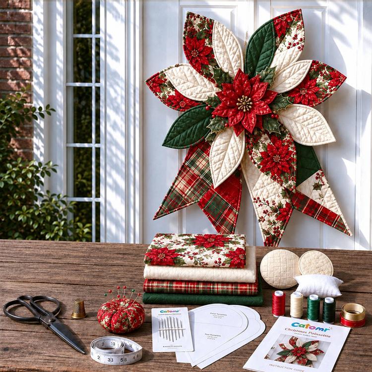 Patchwork Bow Wreath Sewing DIY Kit, Sunflower, Red Sparrow, Christmas, Halloween, Freedom Festival, Autumn Harvest, Highland Cattle, Bee