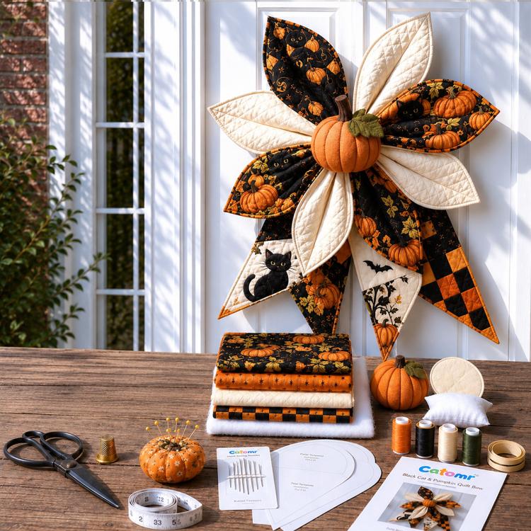 Patchwork Bow Wreath Sewing DIY Kit, Sunflower, Red Sparrow, Christmas, Halloween, Freedom Festival, Autumn Harvest, Highland Cattle, Bee