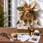 Patchwork Bow Wreath Sewing DIY Kit, Sunflower, Red Sparrow, Christmas, Halloween, Freedom Festival, Autumn Harvest, Highland Cattle, Bee