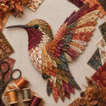 3D Patchwork Bird DIY Craft Kit, Twilight Garden Hummingbird, Summer Garden Hummingbird, Autumn Harvest Hummingbird, Spring Hummingbird, Cardinal, Robin, Owl, Tit, Peacock, Parrot, Bluebird, Eagle, Crow, Flamingo