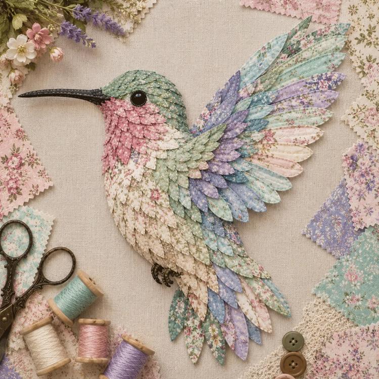 3D Patchwork Bird DIY Craft Kit, Twilight Garden Hummingbird, Summer Garden Hummingbird, Autumn Harvest Hummingbird, Spring Hummingbird, Cardinal, Robin, Owl, Tit, Peacock, Parrot, Bluebird, Eagle, Crow, Flamingo