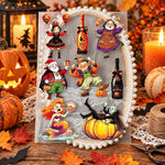 Halloween Embossed Cartoon Cute Stickers, Type A, Type B, Type C, Type D, 4 PCS