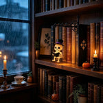 Halloween Style Hanging Bookshelf Night Light, Skull Reading, Ghost Pumpkin, Pumpkin Witch Hat, Bat