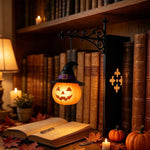 Halloween Style Hanging Bookshelf Night Light, Skull Reading, Ghost Pumpkin, Pumpkin Witch Hat, Bat