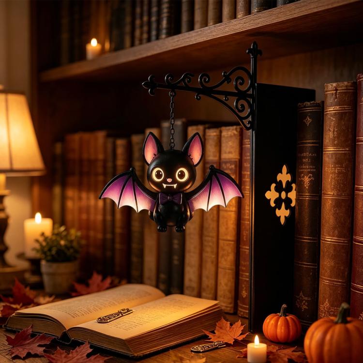 Halloween Style Hanging Bookshelf Night Light, Skull Reading, Ghost Pumpkin, Pumpkin Witch Hat, Bat