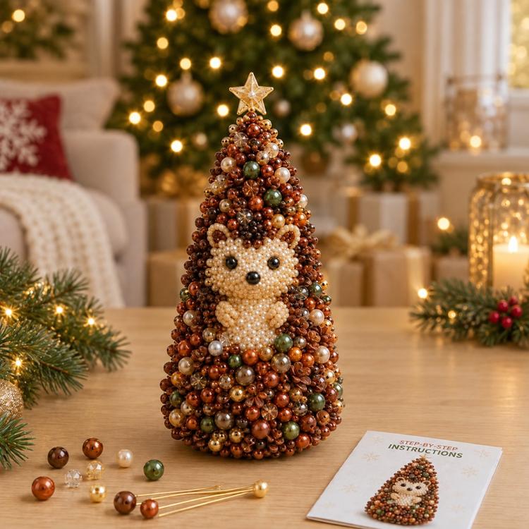 DIY Beaded Animals Decorations Tree Craft Kit, Dachshund, Hedgehog, Owl, Penguin, Rabbit, Highland Cattle, Reindeer, White Bear, Kitten, Pony, Raccoon, Fox