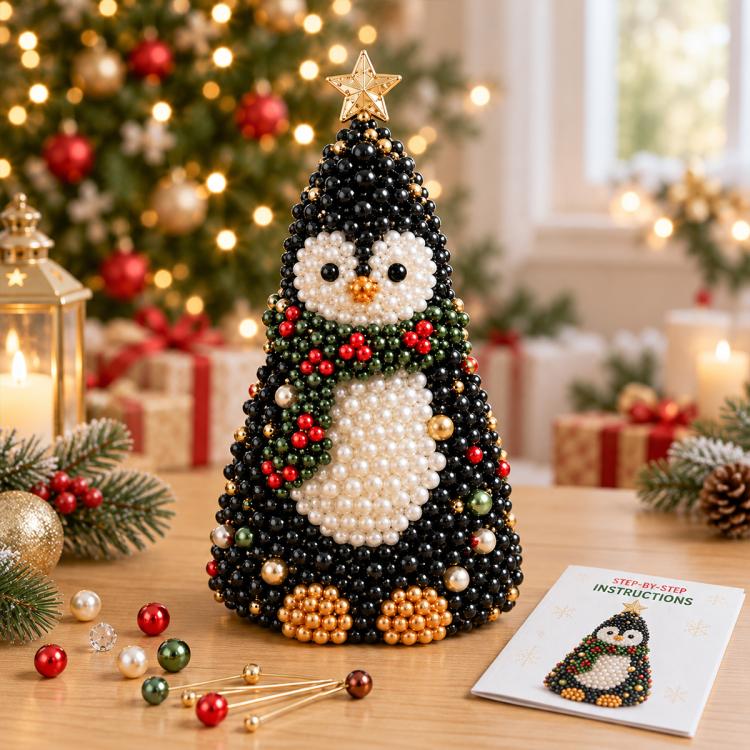 DIY Beaded Animals Decorations Tree Craft Kit, Dachshund, Hedgehog, Owl, Penguin, Rabbit, Highland Cattle, Reindeer, White Bear, Kitten, Pony, Raccoon, Fox