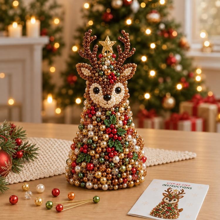 DIY Beaded Animals Decorations Tree Craft Kit, Dachshund, Hedgehog, Owl, Penguin, Rabbit, Highland Cattle, Reindeer, White Bear, Kitten, Pony, Raccoon, Fox