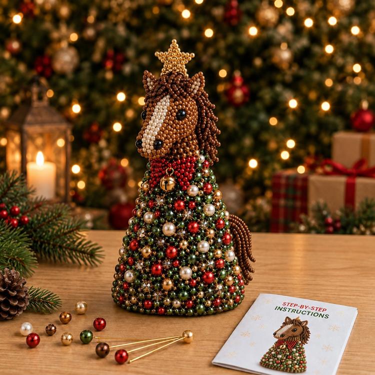 DIY Beaded Animals Decorations Tree Craft Kit, Dachshund, Hedgehog, Owl, Penguin, Rabbit, Highland Cattle, Reindeer, White Bear, Kitten, Pony, Raccoon, Fox