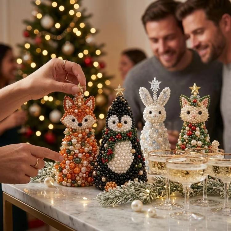 DIY Beaded Animals Decorations Tree Craft Kit, Dachshund, Hedgehog, Owl, Penguin, Rabbit, Highland Cattle, Reindeer, White Bear, Kitten, Pony, Raccoon, Fox