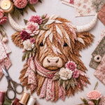 Highland Cow 3D Layered Fabric Art DIY Kit, January, February, March, April, May, June, July, August, September, October, November, December