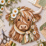 Highland Cow 3D Layered Fabric Art DIY Kit, January, February, March, April, May, June, July, August, September, October, November, December