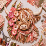 Highland Cow 3D Layered Fabric Art DIY Kit, January, February, March, April, May, June, July, August, September, October, November, December